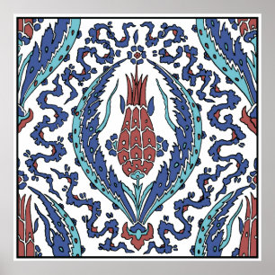 Poster turco bonito da tulipa do vintage