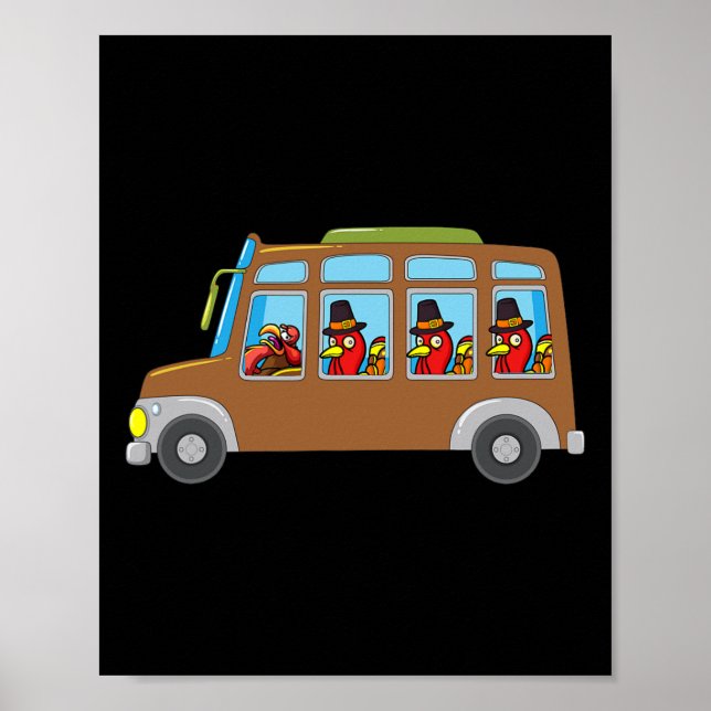 Poster Turco Dirigindo Ônibus Dia de Ação de Graças Engra (Frente)
