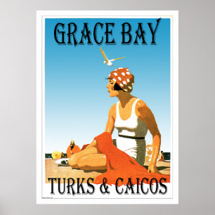 Póster Turcos & Caicos da baía da benevolência retros