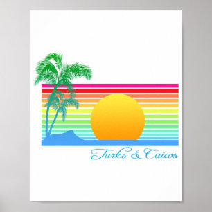 Poster Turcos Caicos do por do sol da praia