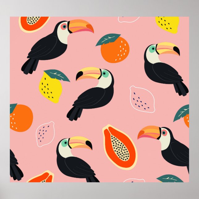 Poster Turiano com Frutas tropicais Abstrato (Frente)