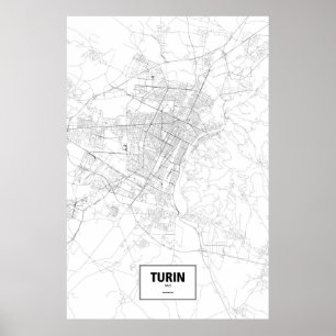 Póster Turin, Italia (preto no branco)