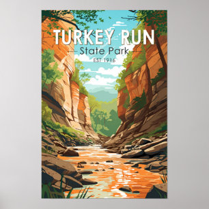 Poster Turkey Run State Park Indiana Viagem Art Vintage