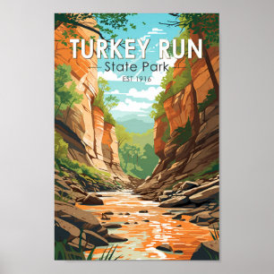 Poster Turkey Run State Park Indiana Viagem Art Vintage