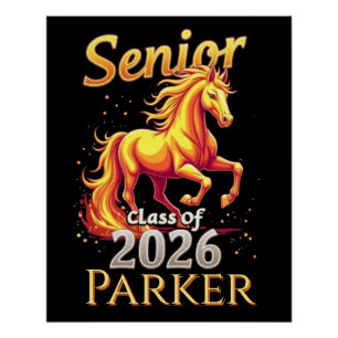 Póster Turma Senior 2026 Cavalo de Fogo Personalizado Glo