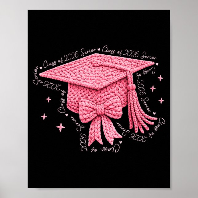 Poster Turma sênior de formatura 2027 coquette arco fio (Frente)
