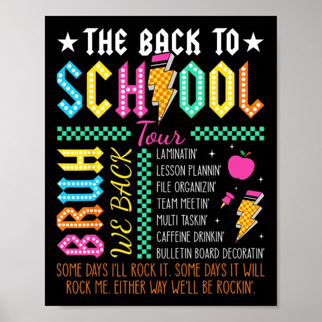 Poster Turnê Divertida Retro de Volta às Aulas Professor  (Frente)
