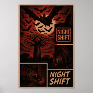 Poster Turno Noturno na Natureza – Morcegos, Civetas & Ba