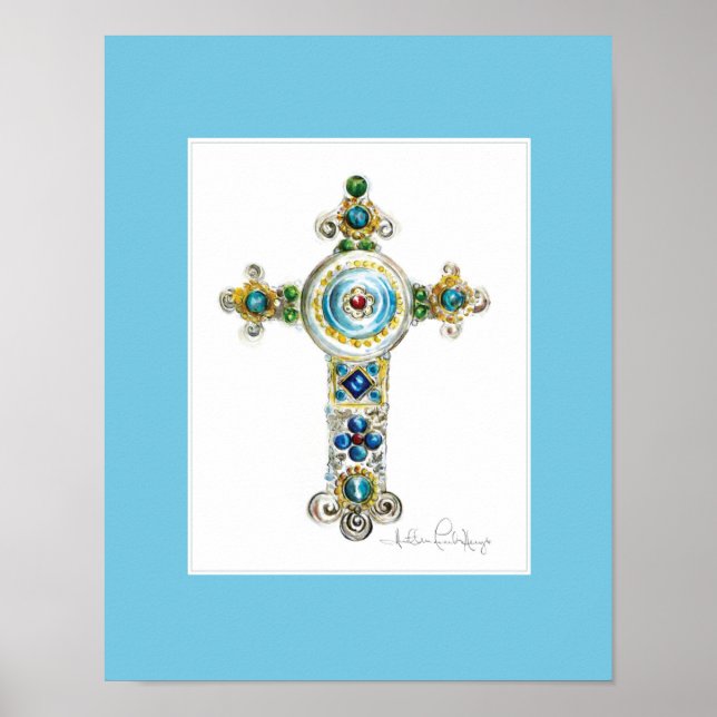 Poster Turquesa Cross por Heather French Henry (Frente)