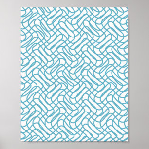 Poster Turquesa de Padrão de Linha abstrato