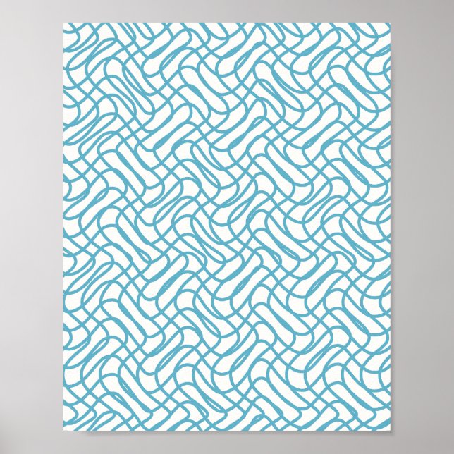 Poster Turquesa de Padrão de Linha abstrato (Frente)