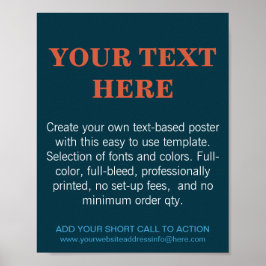 Poster Turquesa de Texto Moderno Personalizada