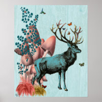 Turquesa Deer na Floresta Mushroom