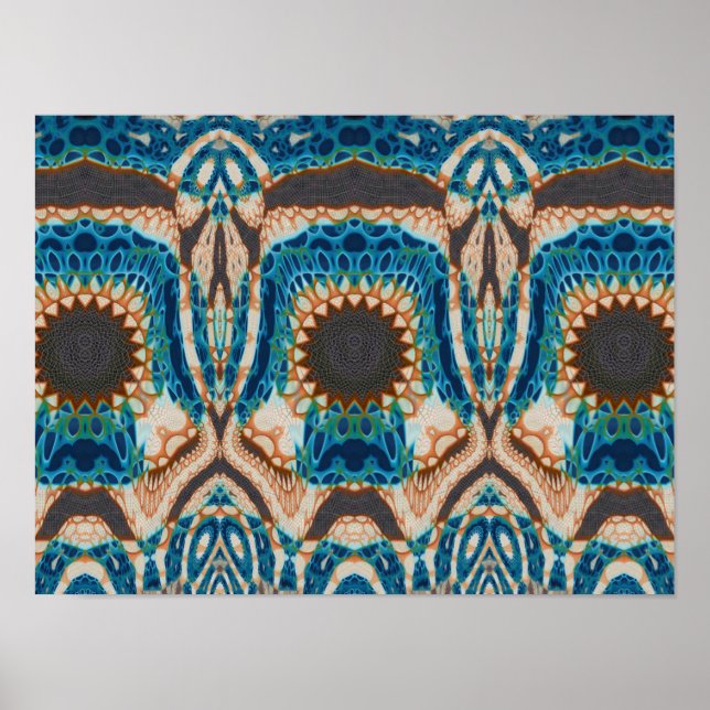 Poster Turquesa Dourada Sun Sudoeste Arte (Frente)