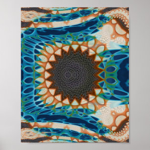 Poster Turquesa Dourada Sun Sudoeste Arte