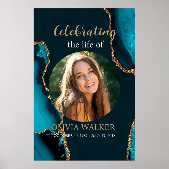 Poster Turquesa e Dourada Fotografia - Sinal de Memorial  (Frente)