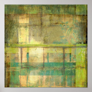 Póster Turquesa e pintura Abstrato verde