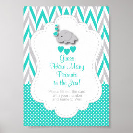 Poster Turquesa, Instrução de Jogo Elefante de Cinza Bran