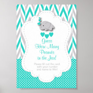 Poster Turquesa, Instrução De Jogos De Elefante De Cinz