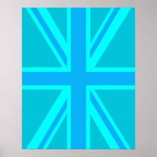 Poster Turquesa Union Jack British Flag Design
