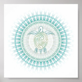 Poster Turquesa Verde Tartaruga Mandala Animal