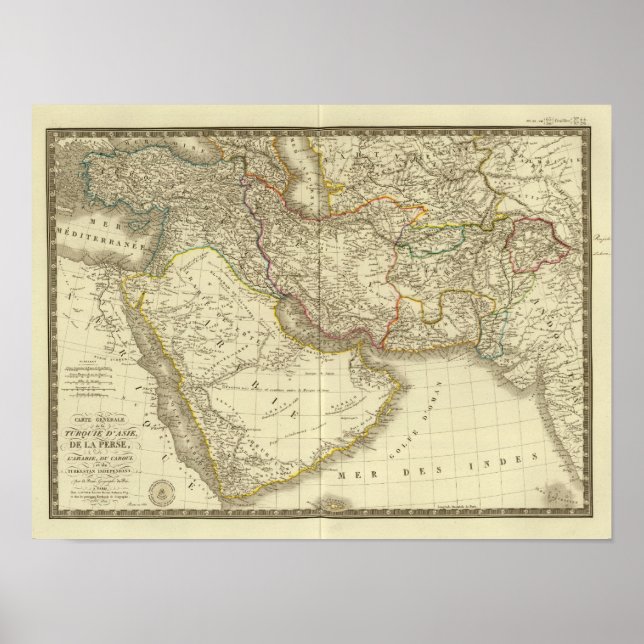 Póster Turquia asiática, Pérsia, Arábia, Cabul (Frente)