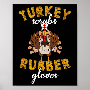 Poster Turquia esfrega luvas de borracha no dia de graças