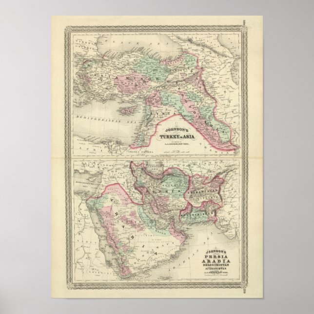 Póster Turquia na Ásia, Pérsia, Arábia, Belochistão (Frente)