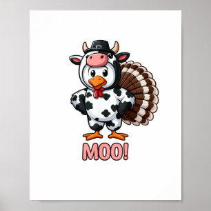 Poster Turquia No Figurino Da Vaca, Ação De Graças Moo En