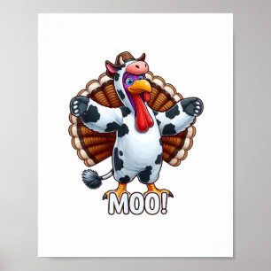 Poster Turquia No Figurino Da Vaca, Ação De Graças Moo En