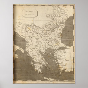 Póster Turquia no mapa de Europa por Arrowsmith