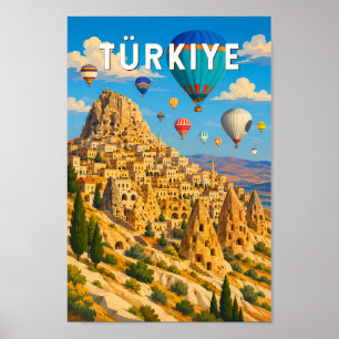 Poster Turquia Turquia Ilustração Viagem Arte Vintage