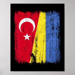 Poster Turquia Ucrânia Meia Bandeira Turco Ucraniano Patr