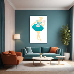 Poster Turquoise Ballerina e a Rosa de Diamond