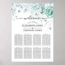 Poster Turquoise Floral Elegant Wedding