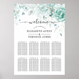 Poster Turquoise Floral Elegant Wedding