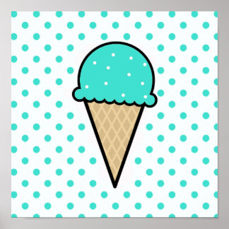 Póster Turquoise Green Sorvete Cone