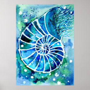 Poster Turquoise Nautilus