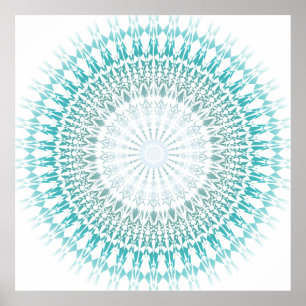 Poster Turquoise White Geométrica Moderna Mandala
