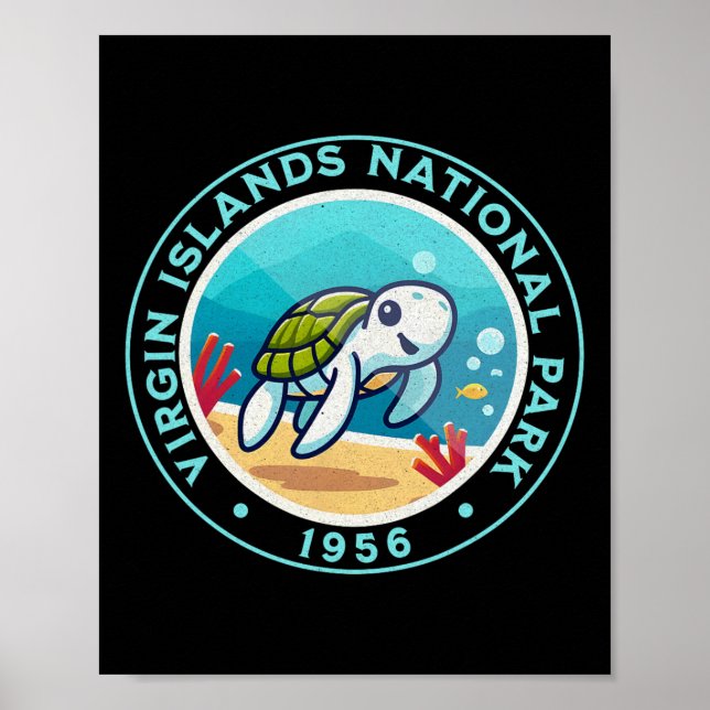 Poster Turtle Caminhando No Parque Nacional Das Ilhas Vir (Frente)