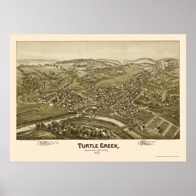 Poster Turtle Creek, PA Panorâmica - 1897 (Frente)