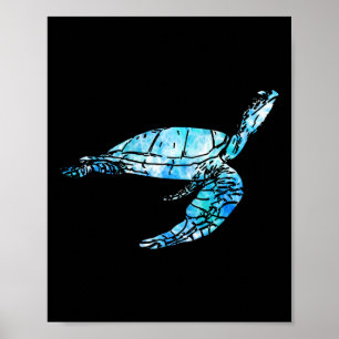 Poster Turtle Tie Dye Watercolor Sea Ocean Save Planet Ea