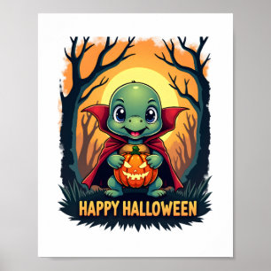 Poster Turtle Tortoise Boo Vampire Trick Ou Treat Hallowe