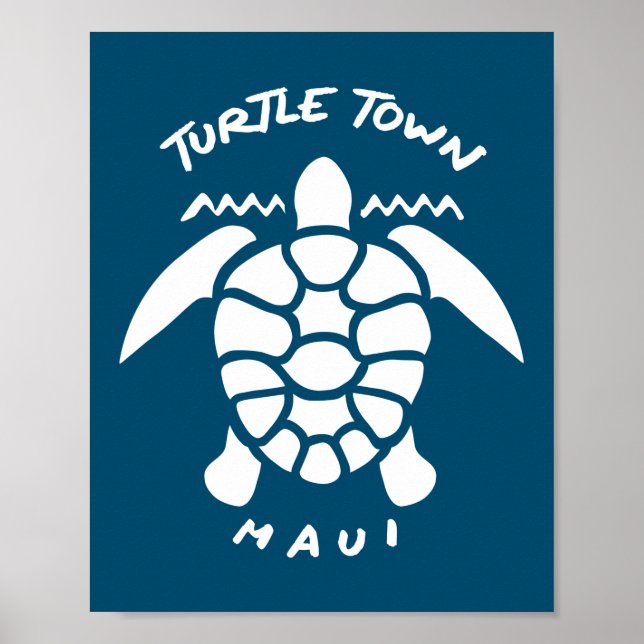 Poster Turtle Town, Ilha Maui, Havaí (Frente)