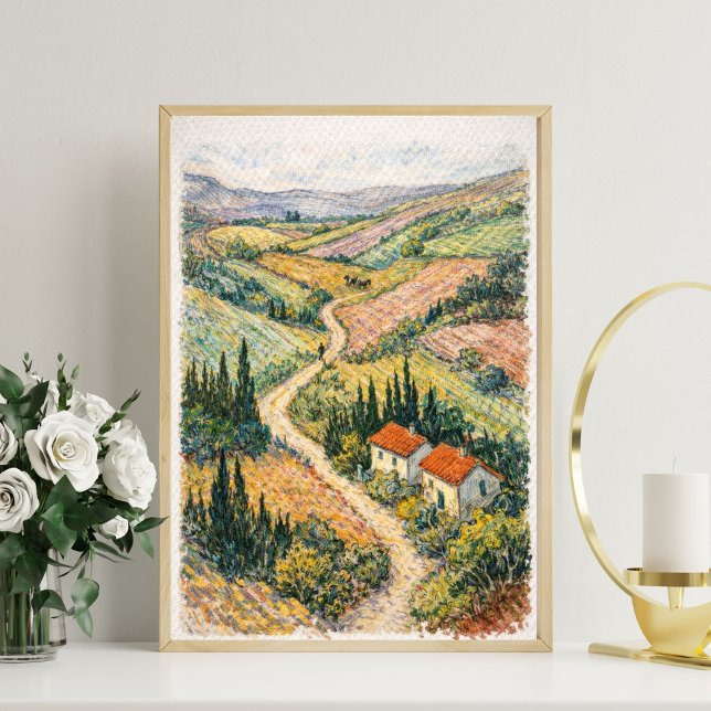Poster Tuscan countryside art vineyard countryside scene (Criador carregado)