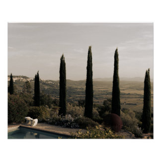 Póster Tuscan landscape hidden behind cypresses (2024)