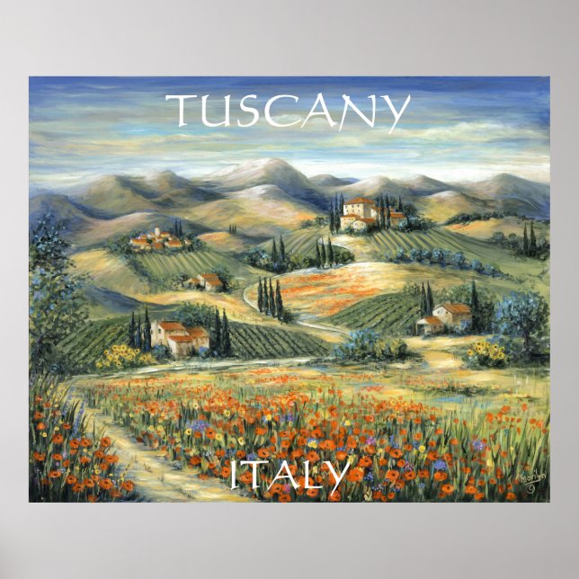 Poster Tuscan Villa And Poppies (Frente)