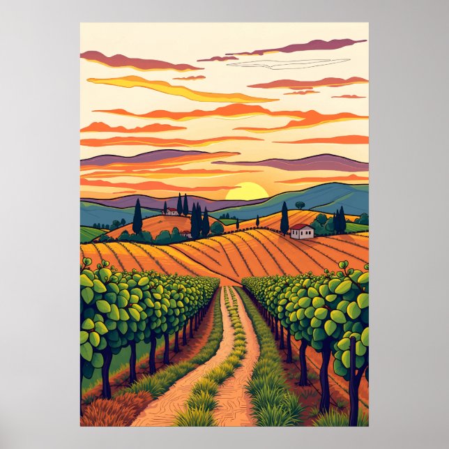 Poster Tuscan Vineyards (Frente)