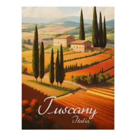 Póster Tuscany Italy Countryside Travel Poster