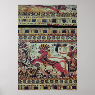 Póster Tutankhamun em seus africanos de ataque do chariot